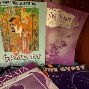 VTG sheet music bundle . Camelot,Ave Maria, The Gypsy,Sonata